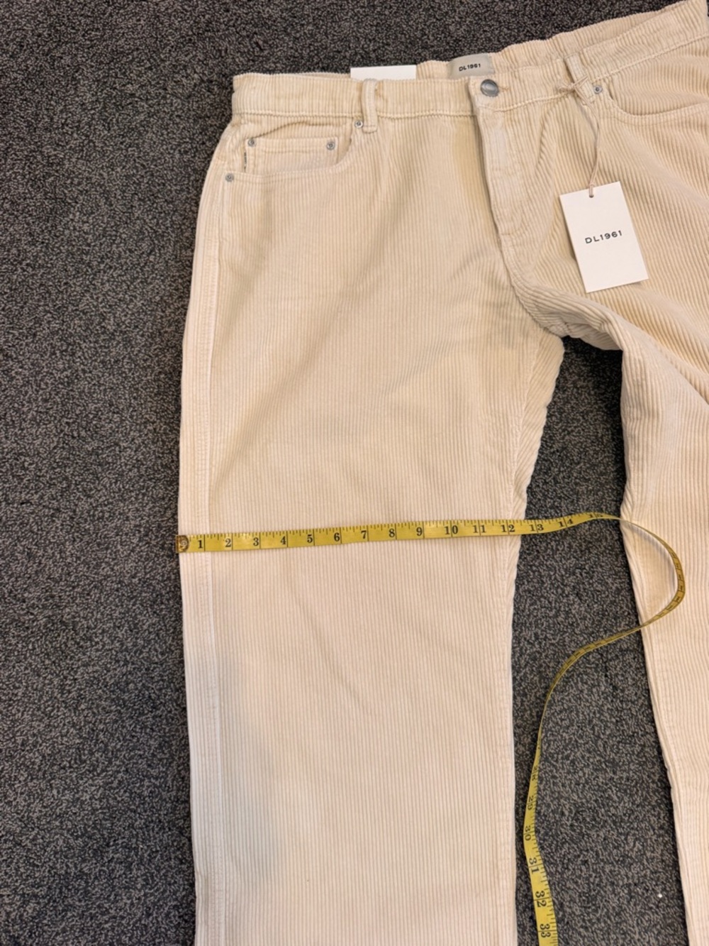 DL1961 Woman’s Cream Corduroy Pants Drue Straight Sz 32 - about US12/14 NWTS - Picture 9 of 10